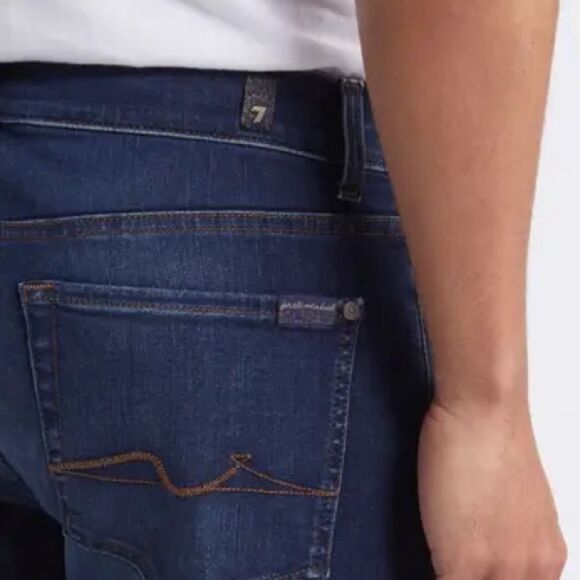 7FAMK 7 For All Mankind Men's Slimmy Jeans in Rio Bravo Dark Wash Size 34 X 27 - Picture 9 of 12